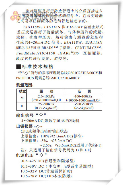 EJA118W、EJA118N和 EJA118Y型